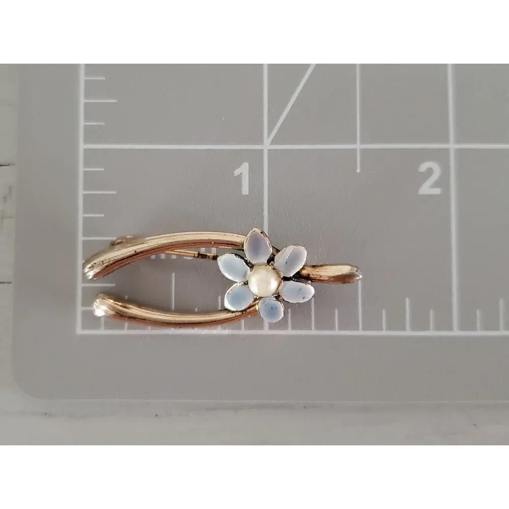 Vintage Monet Faux Graduated Pearl Necklace and Faux Pearl Wishbone Brooch Set